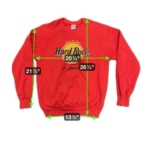 Vintage 80s Hard Rock Cafe LA JOLLA Sweatshirt Womens Large Red Save The Planet - Picture 2 of 6